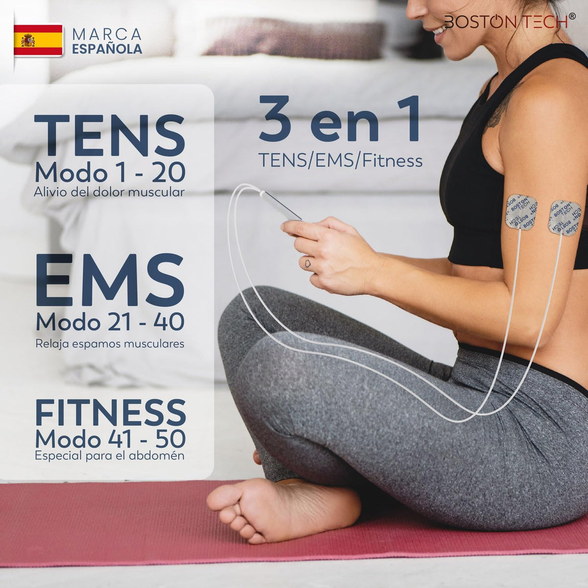 Electroestimulador TENS EMS Fitness 3 en 1 Boston Tech ME91 · 50 programas