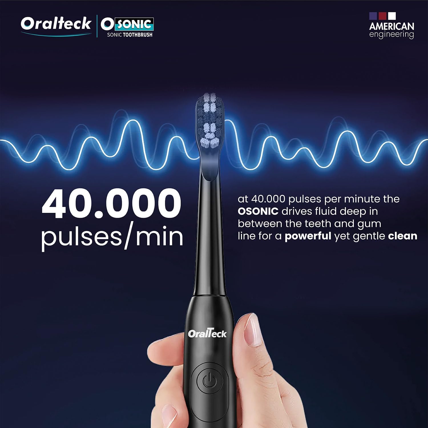 OSONIC Cepillo de Dientes Eléctrico Sónico. Incluye: 8 Cabezales. 5 Modos de Uso. Blanqueamiento en 2 semanas. Temporizador de 2 min. IPX8, Apto para Adultos y Niños. Batería de carga USB. (Negro)