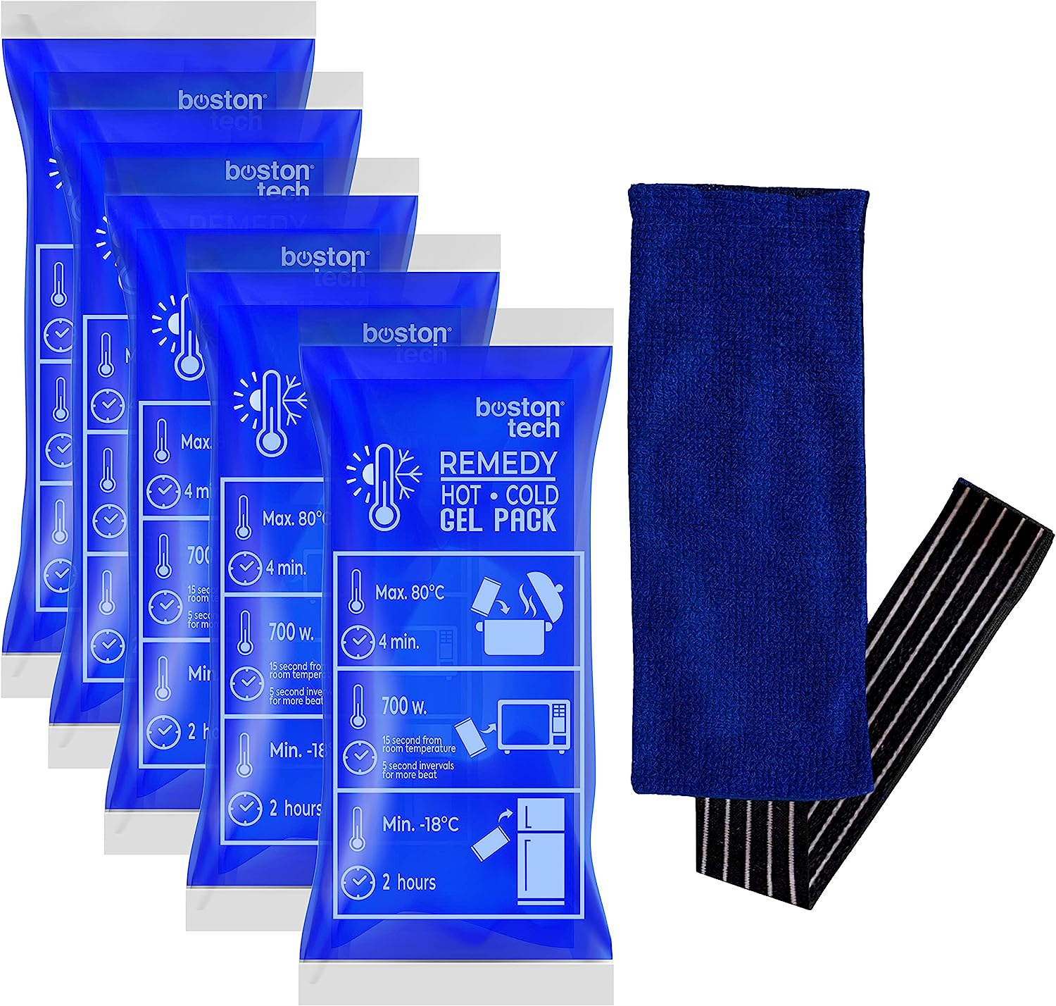 REMEDY Bolsas de gel Multiuso para frío/calor(5 Bolsas 1 Cubierta) Modelo ME110