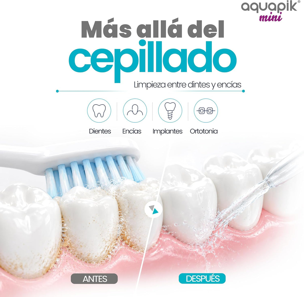 Irrigador dental mini Aquapik® Mini · portátil y de viaje