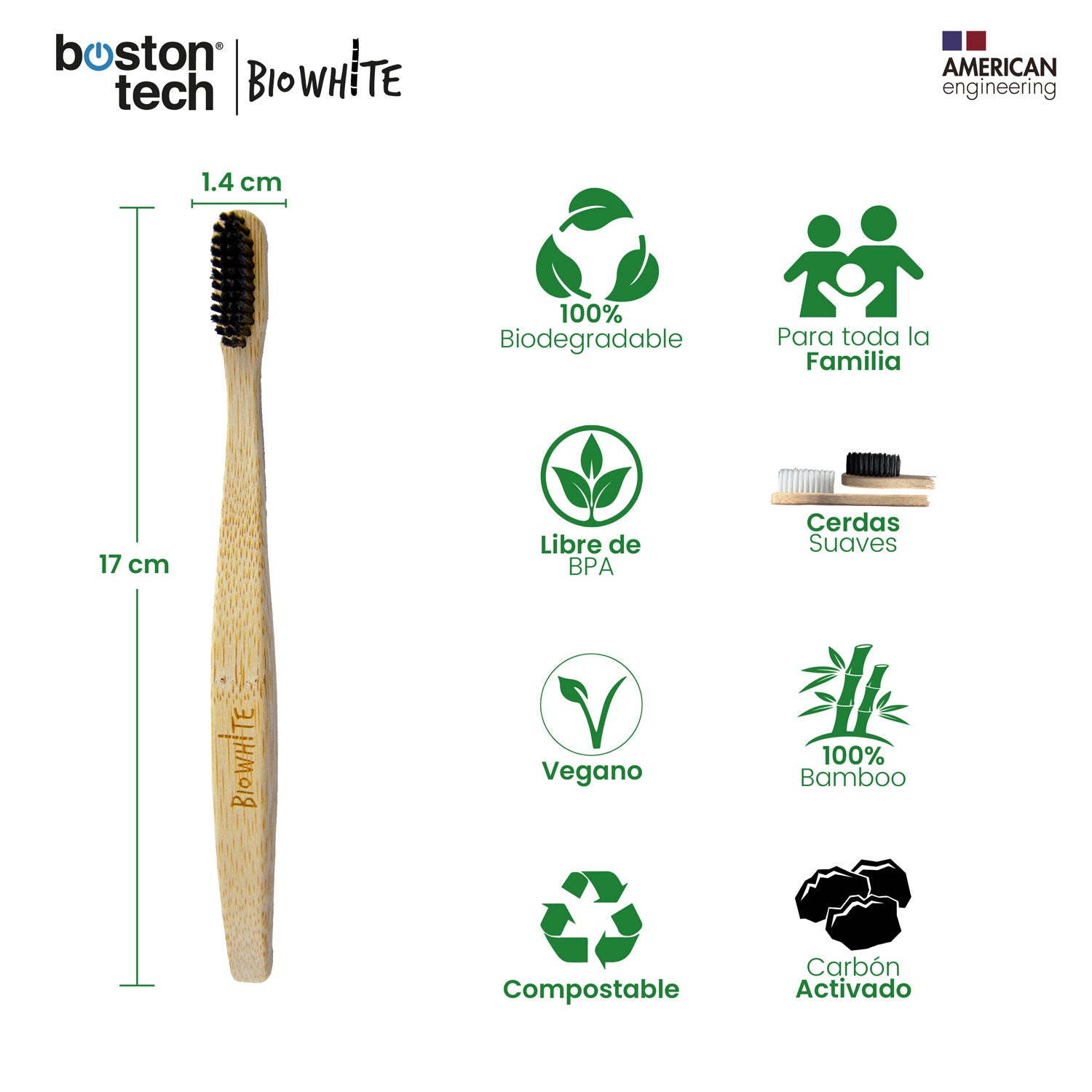 4 Cepillos de Bambú