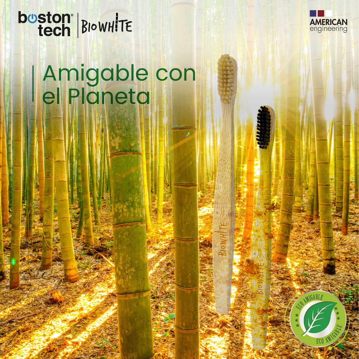 Cepillos de dientes de bambú BioWhite · pack de 4