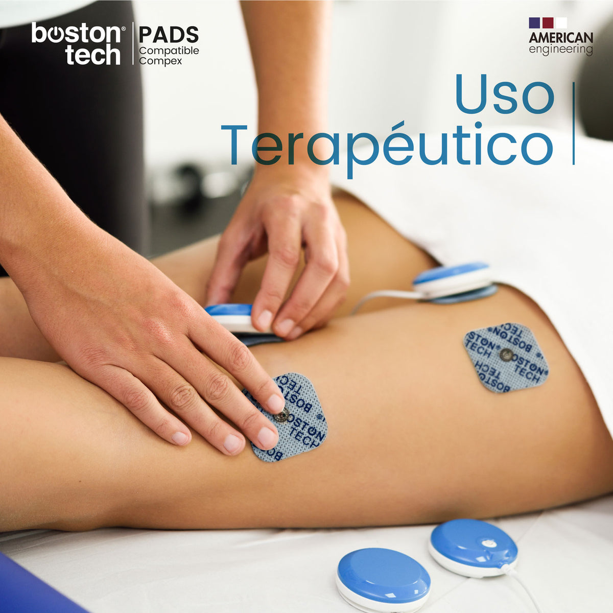 Electrodos para TENS compatibles con Compex · 16 mixtos 5 × 5 y 5 × 10 cm