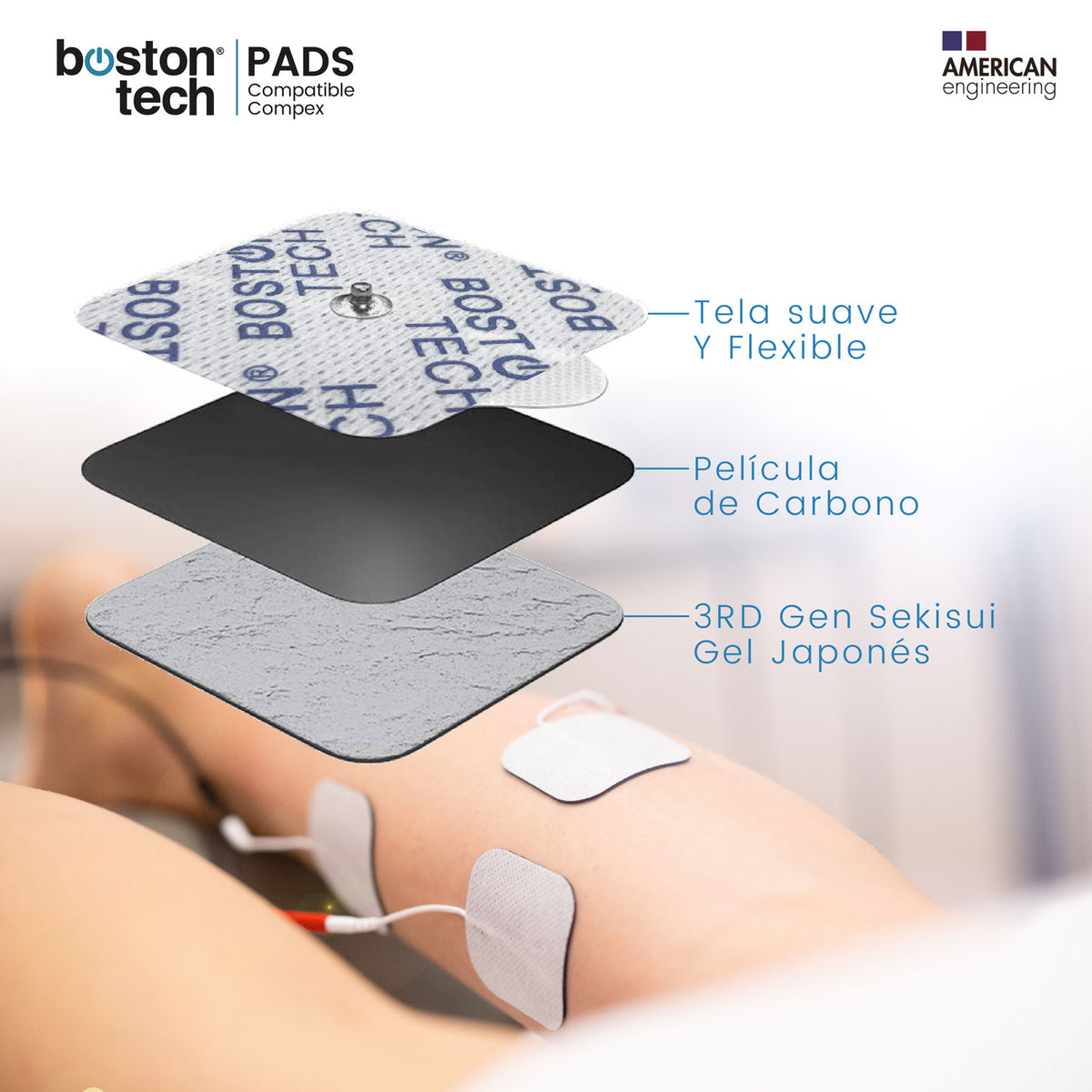 Electrodos para TENS compatibles con Compex · 20 unidades de 5 × 10 cm
