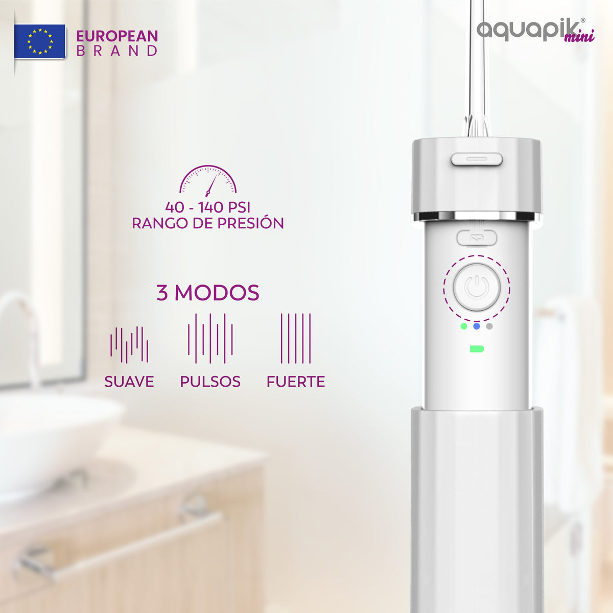 Irrigador dental mini Aquapik® Mini · portátil y de viaje