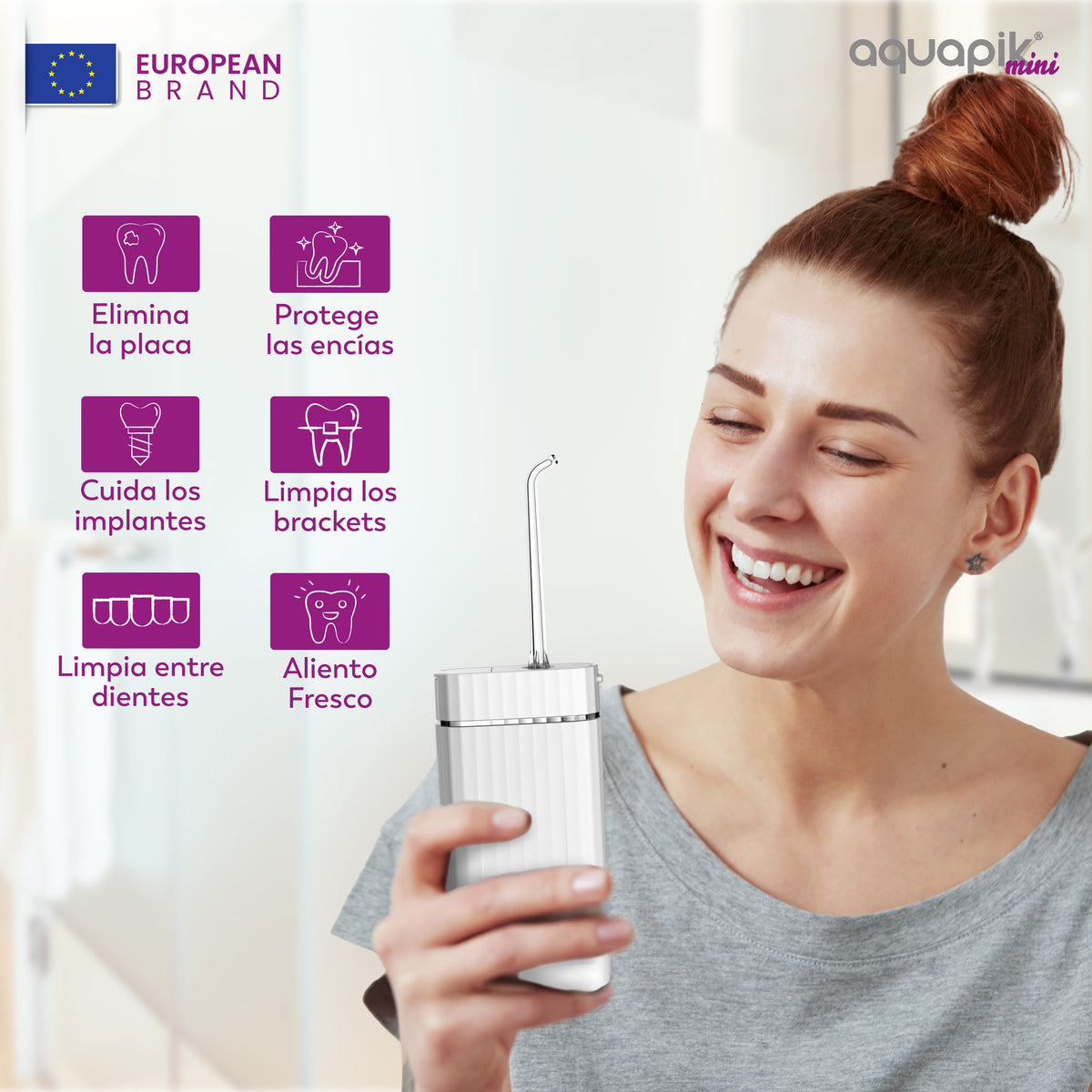 Irrigador dental mini Aquapik® Mini · portátil y de viaje
