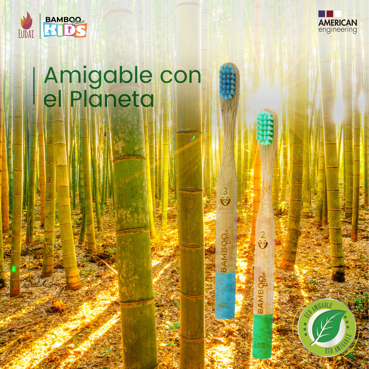 Cepillos de dientes de bambú para niños Kids · pack de 6