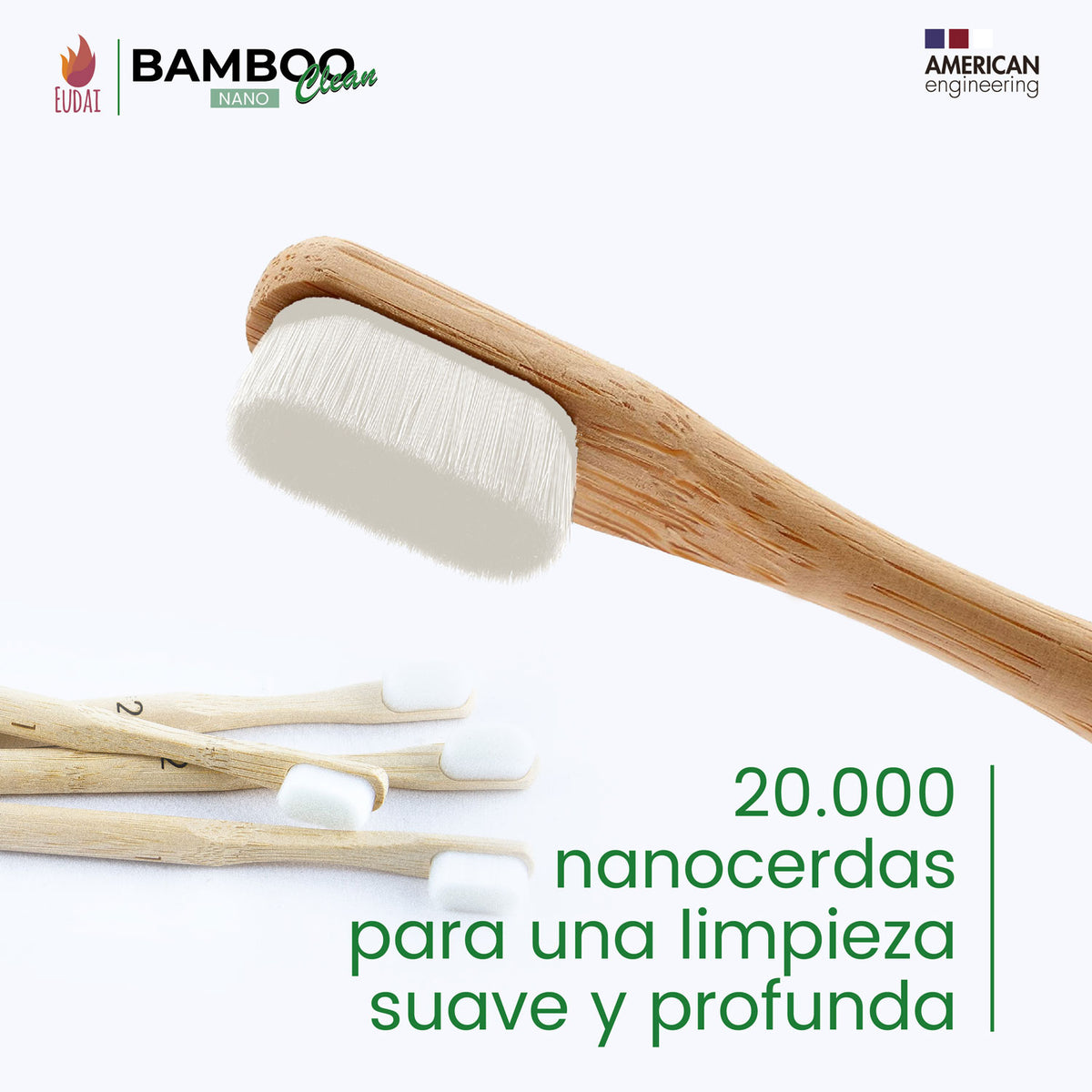 Cepillos de dientes de bambú Nano · pack de 4