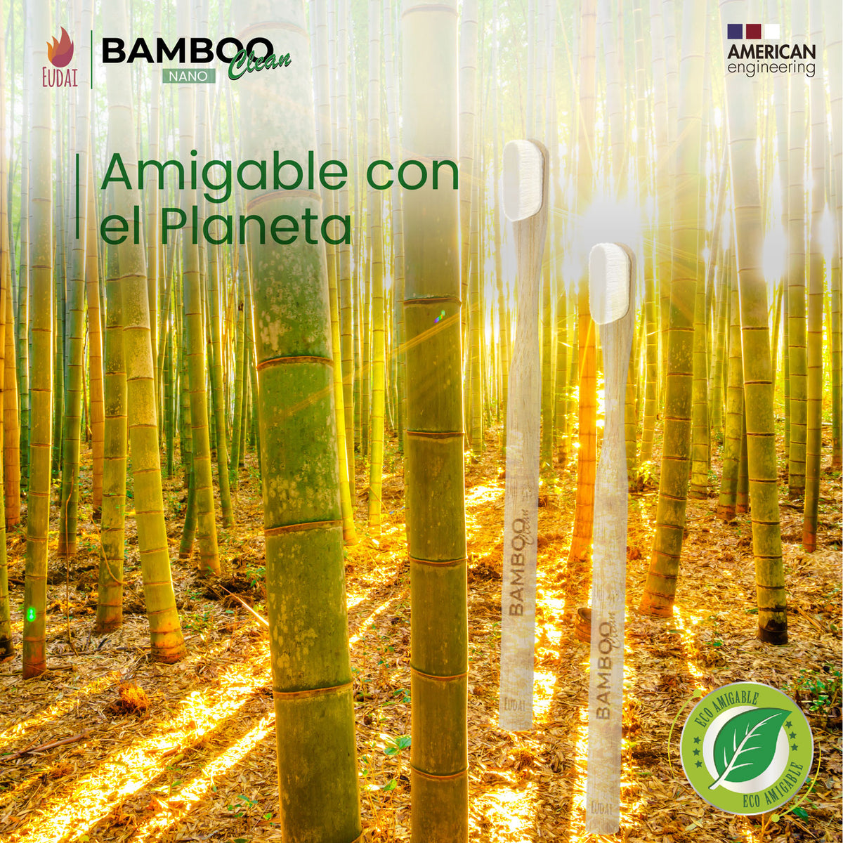 Cepillos de dientes de bambú Nano · pack de 4