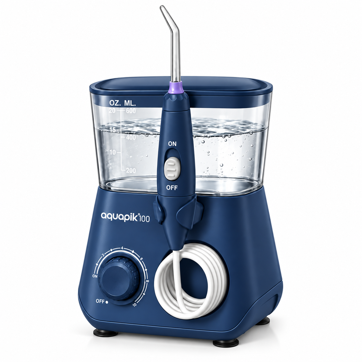 Irrigador dental de sobremesa Aquapik® 100 · 8 boquillas y 600 ml