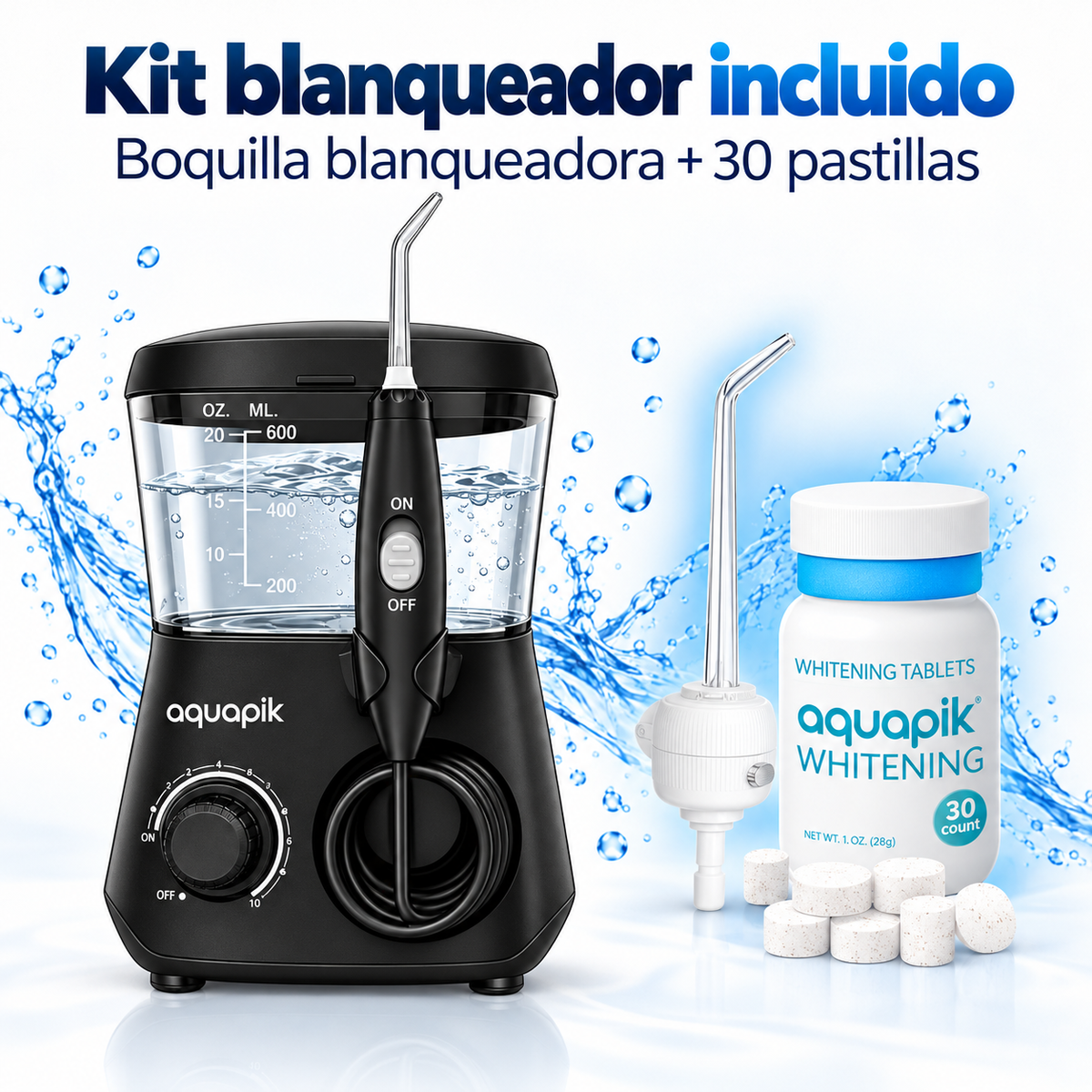 Irrigador dental Aquapik® ADVANCED · ortodoncia, implantes y kit blanqueador