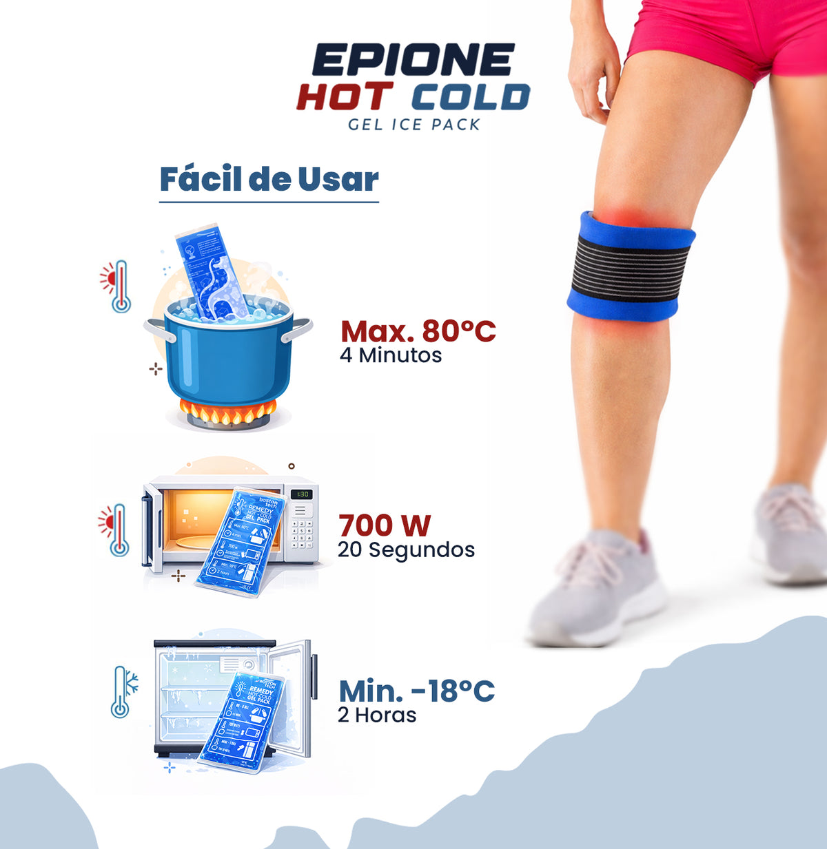 Bolsas de gel frío y calor reutilizables · pack de 2 con funda
