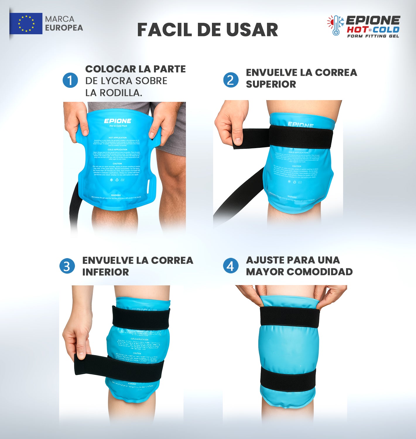 Bolsa de gel frío y calor 27 x 35 centímetros para rodilla – compresa reutilizable rodillera con correas ajustables y funda suave alivio del dolor hinchazón y recuperación muscular
