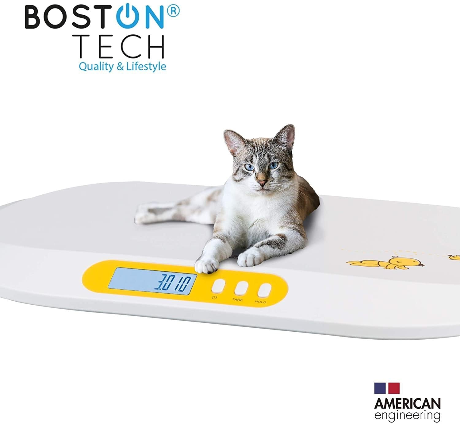 Bascula para bebés y Mascotas. Balanza digital con pantalla LCD Ideal para calcular el peso de su bebe Recién Nacido capacidad 20Kg (44lb) - BA104 - Bostontechstore