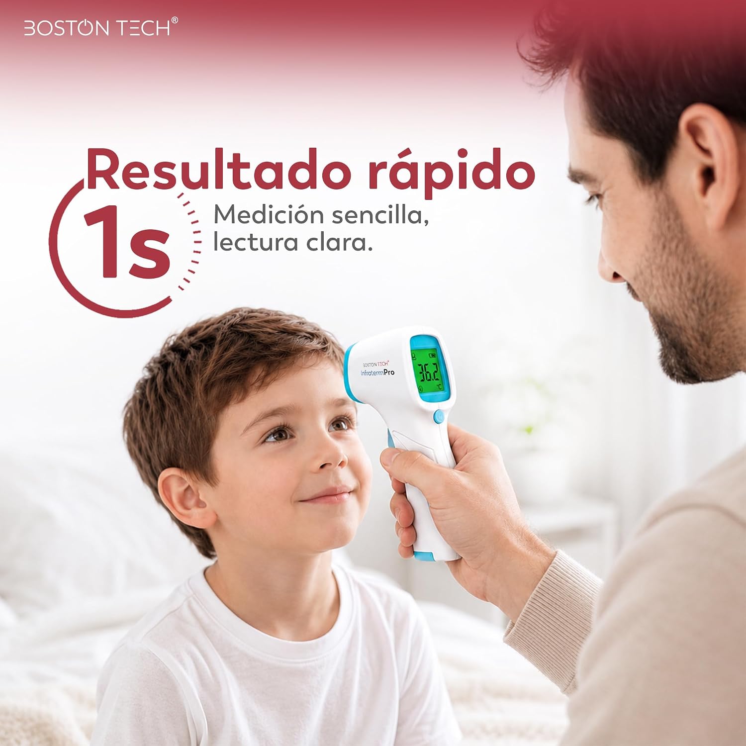 Termómetro Digital para bebés, niños y adultos | Precisión Profesional | Lectura Instantánea | Memoria 20 Mediciones | Alarma de Fiebre 3 Colores | Infrarrojos sin Contacto