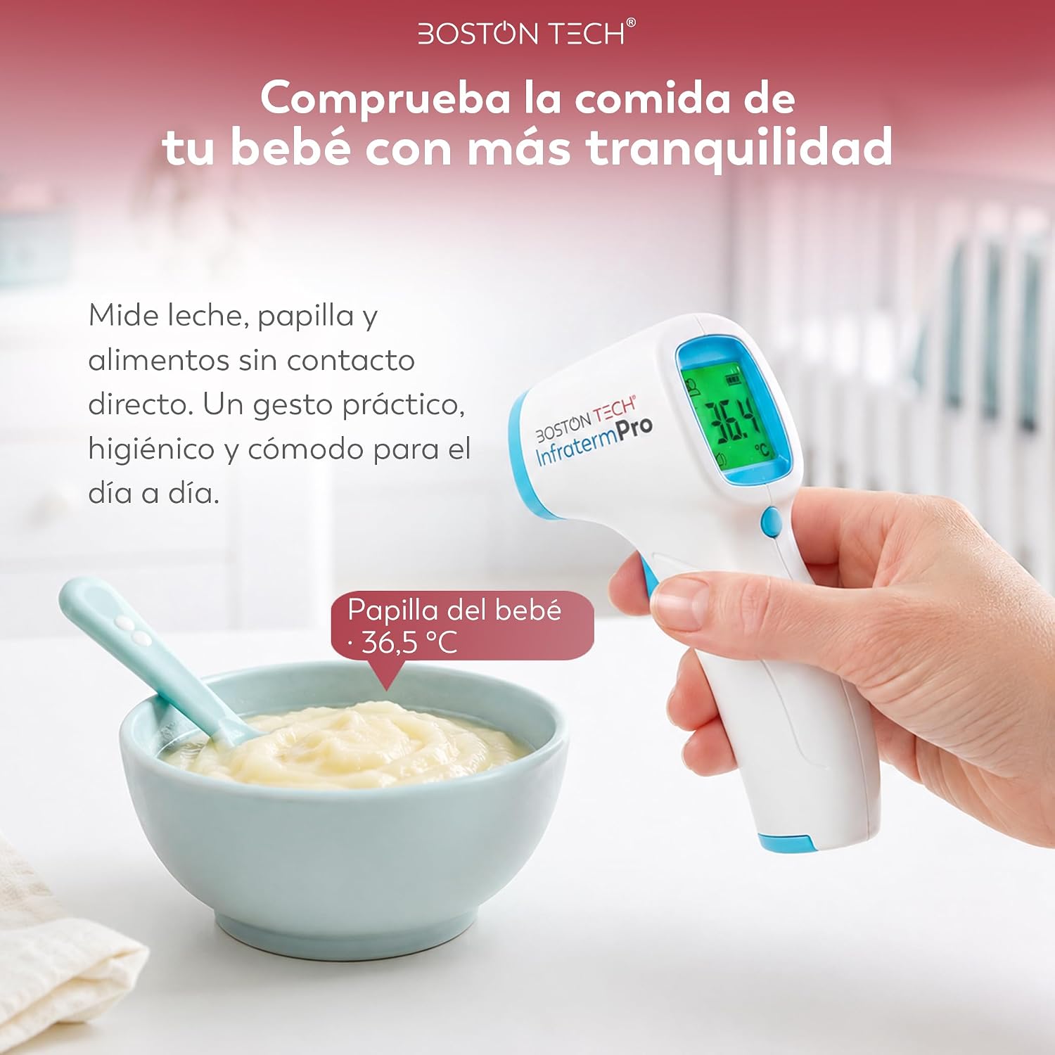 Termómetro Digital para bebés, niños y adultos | Precisión Profesional | Lectura Instantánea | Memoria 20 Mediciones | Alarma de Fiebre 3 Colores | Infrarrojos sin Contacto