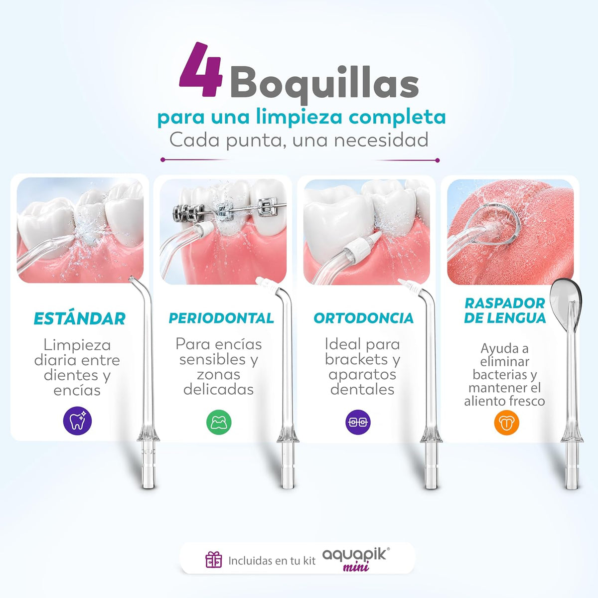 Irrigador dental mini Aquapik® Mini · portátil y de viaje
