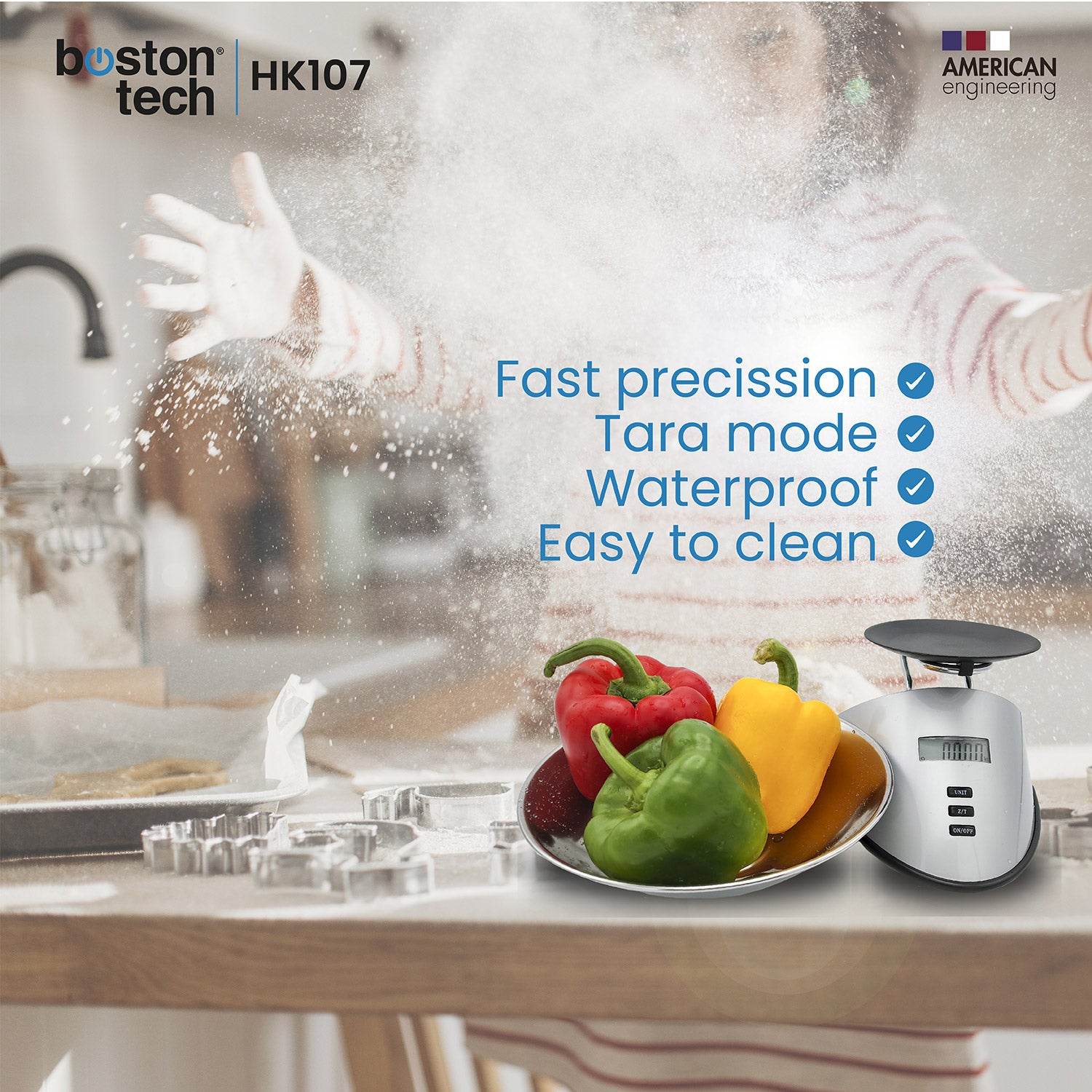 Báscula de cocina, Bol de Acero Inoxidable Removible - HK107