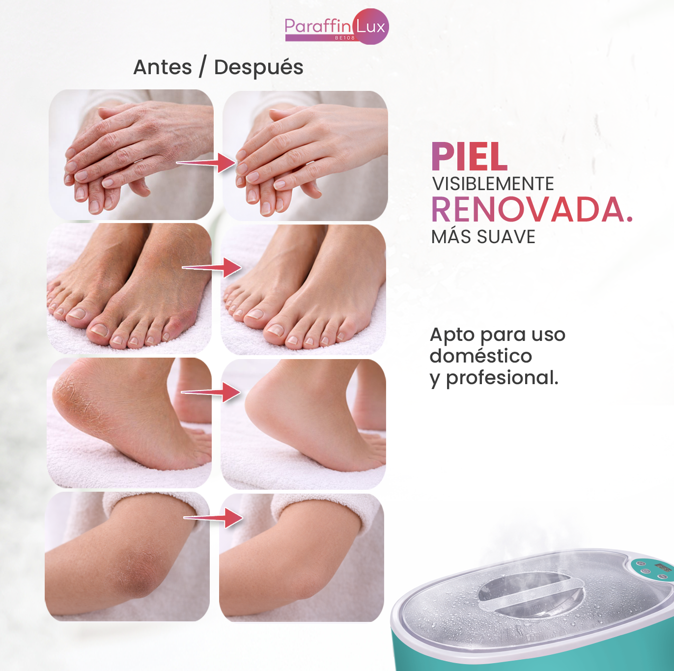 Baño de Parafina para tratemiendo de Artritis, Dolores Articulares y Piel Seca