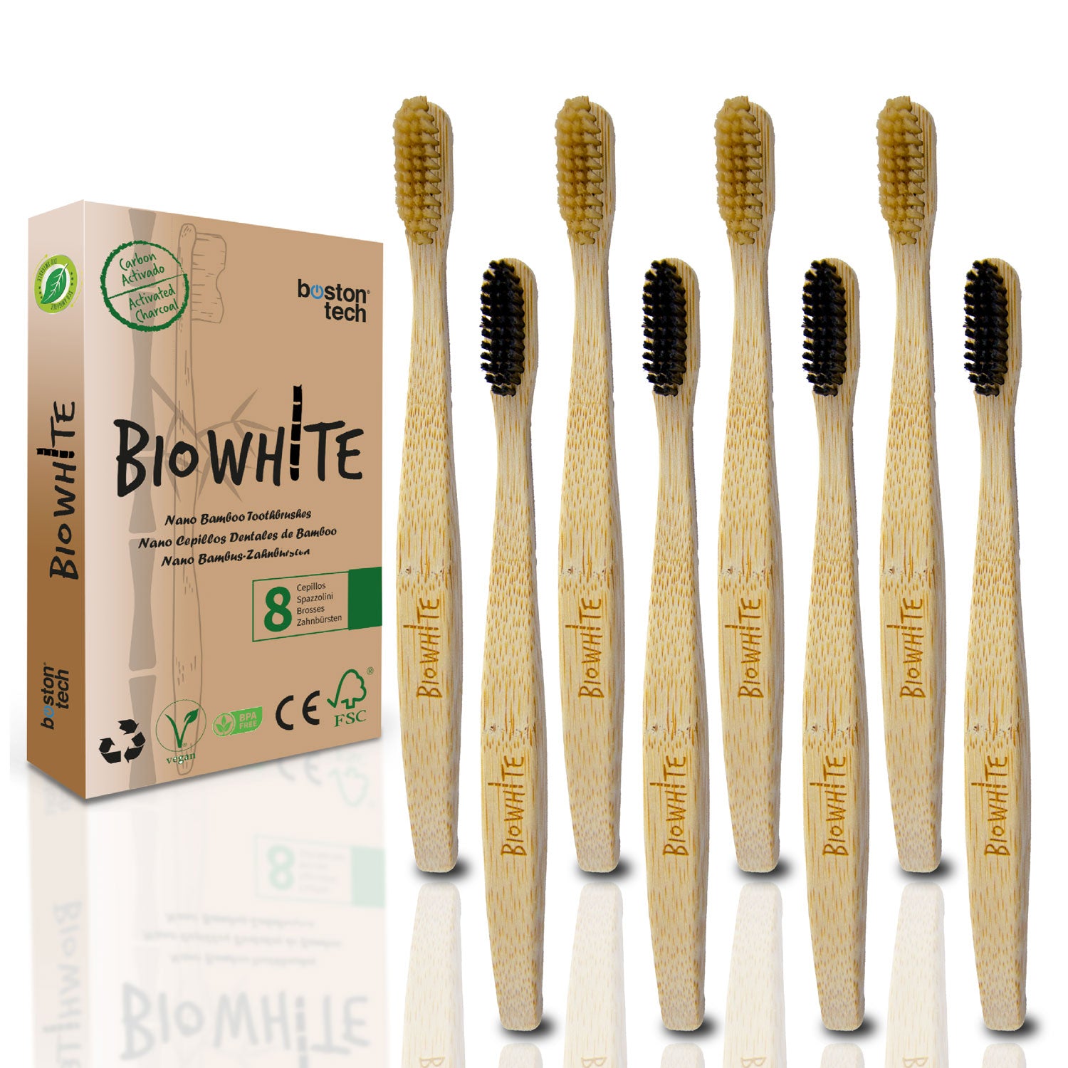 8 Cepillos de Bambú