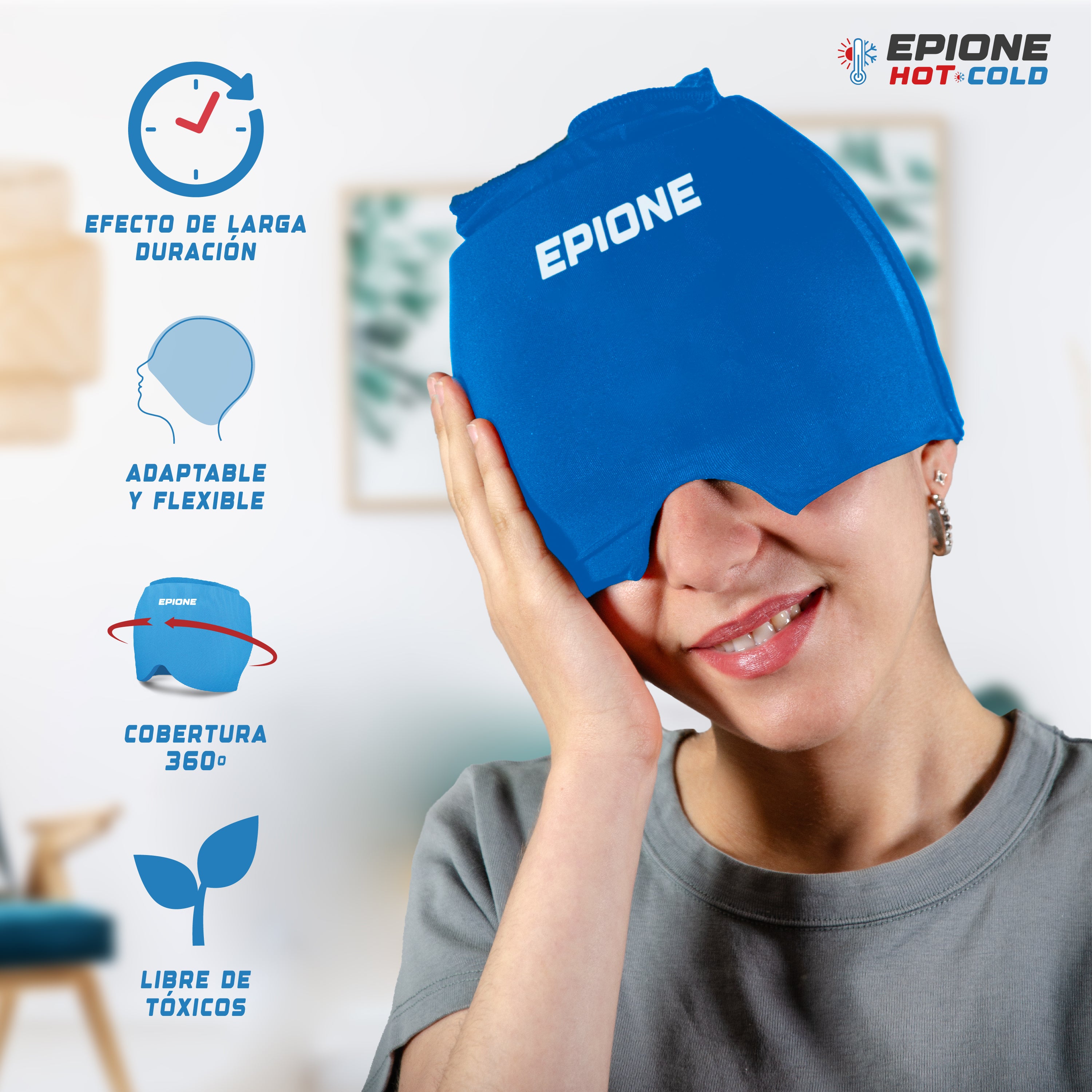 Gorro Migraña Frío con Gel de alta densidad - Compresión Fría o Caliente - Material Suave y Flexible para Máximo Confort