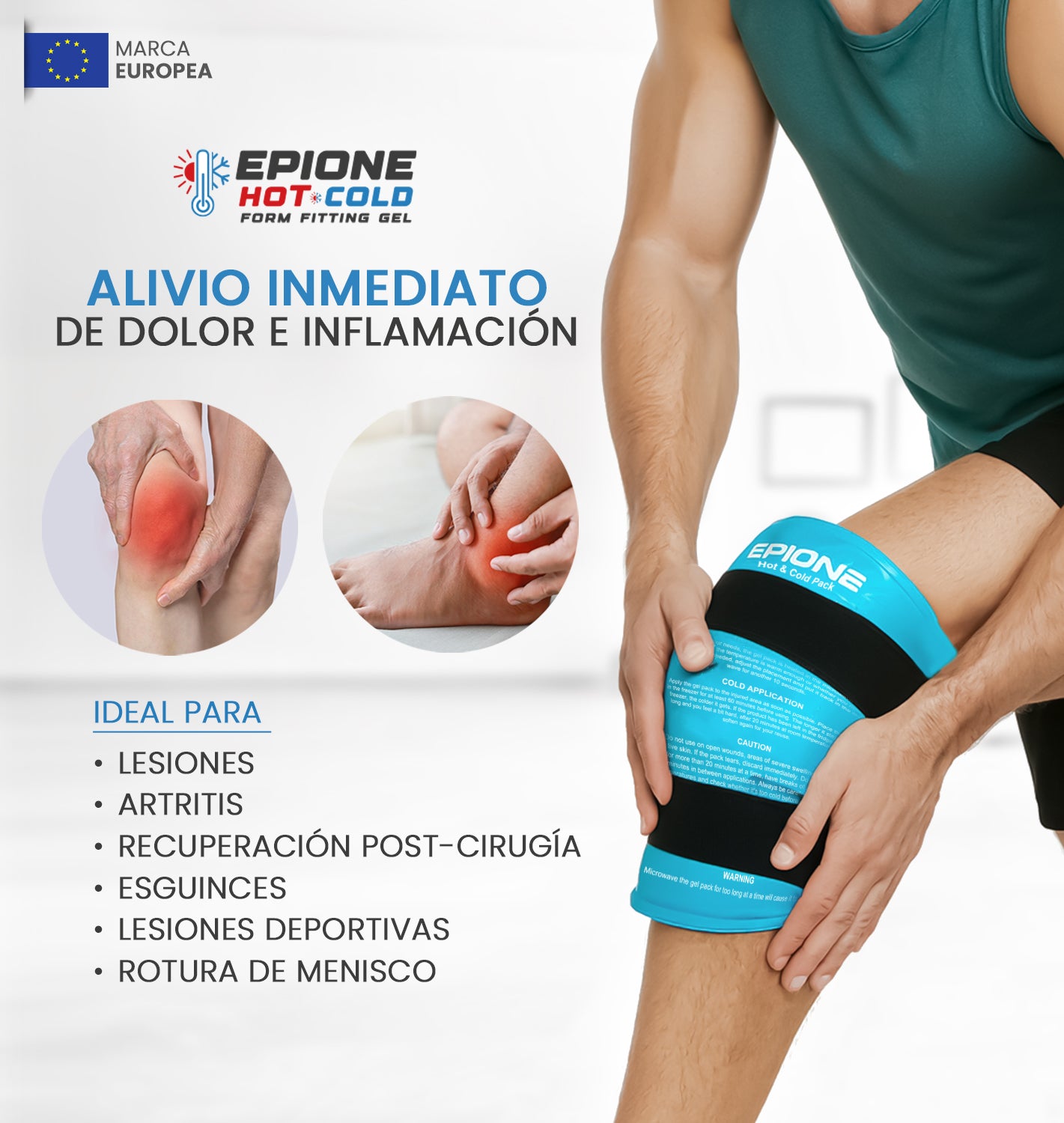 Bolsa de gel frío y calor 27 x 35 centímetros para rodilla – compresa reutilizable rodillera con correas ajustables y funda suave alivio del dolor hinchazón y recuperación muscular