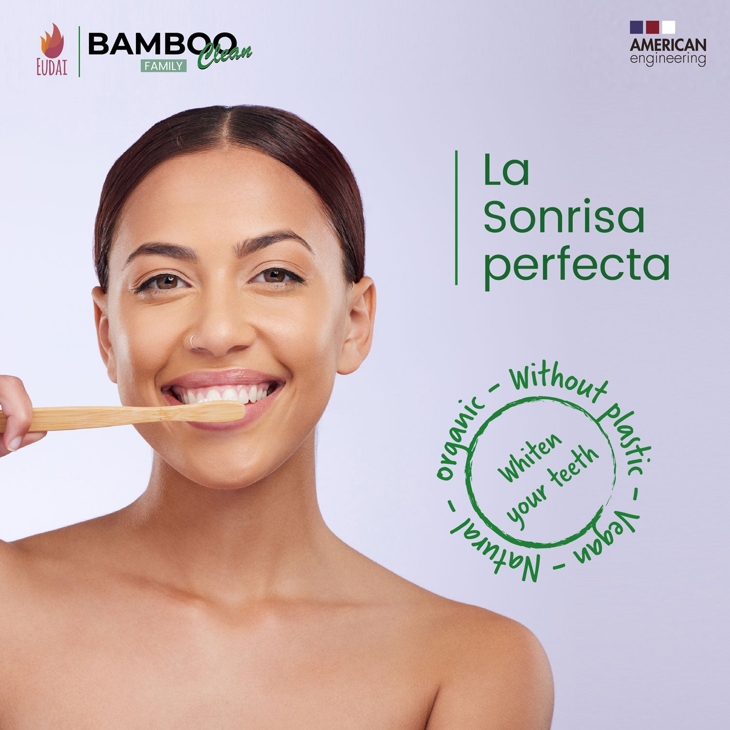 Bamboo Clean Family 12 Cepillos de Dientes de Bambú con Cerdas Suaves sin BPA