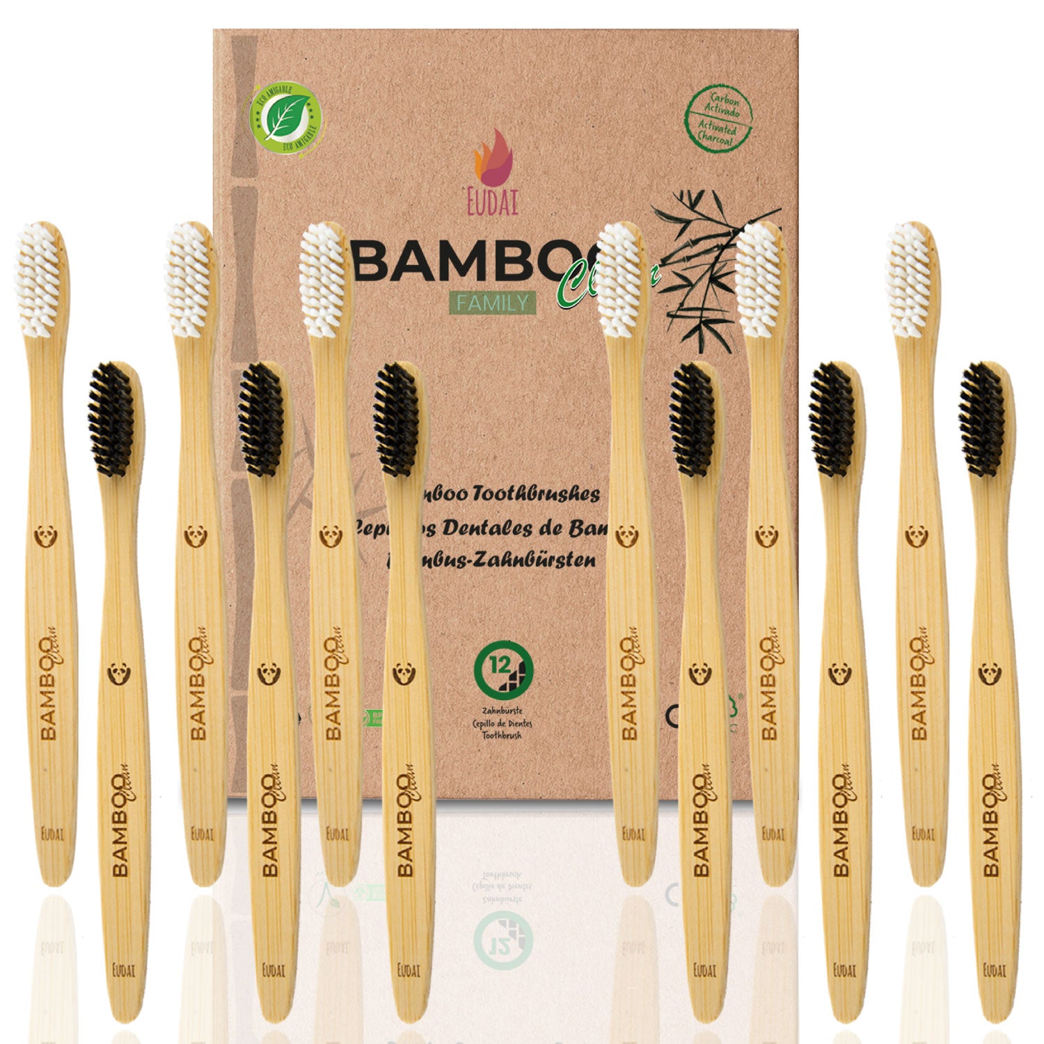 12 Cepillos de Bambú