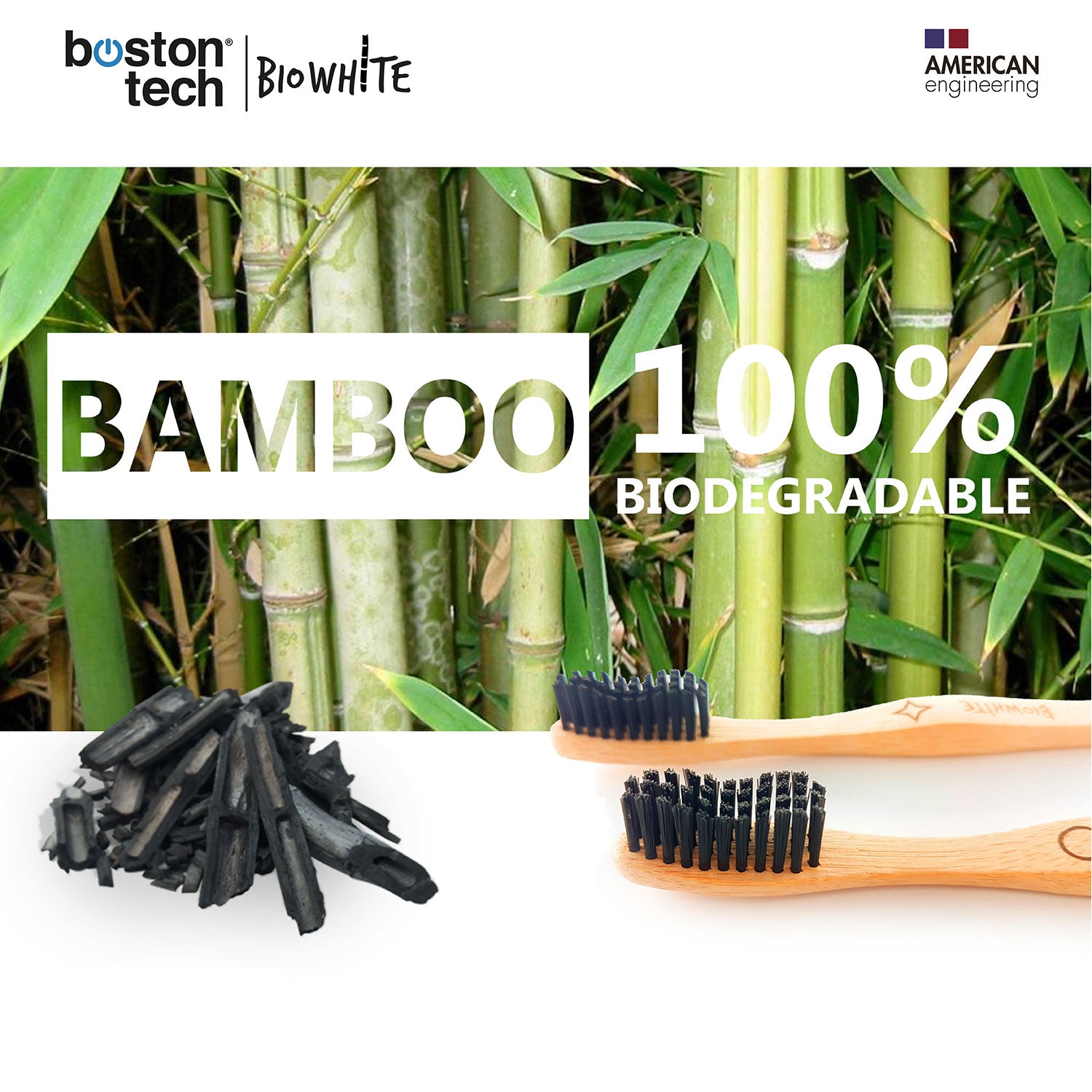 BioWhite 8 Cepillos dentales blanqueadores Bambú