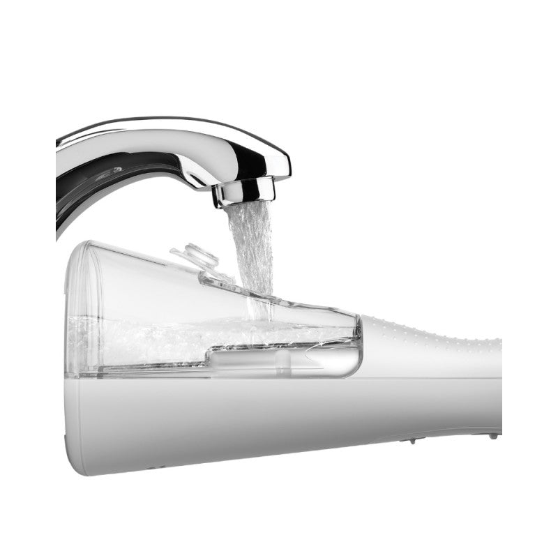Waterpik Plus Irrigador Portátil con Agua a Presión y Sistema Avanzado de Control de Presión con 4 Boquillas, Eliminación de Placa Dental, Blanco (WP-490 EU)
