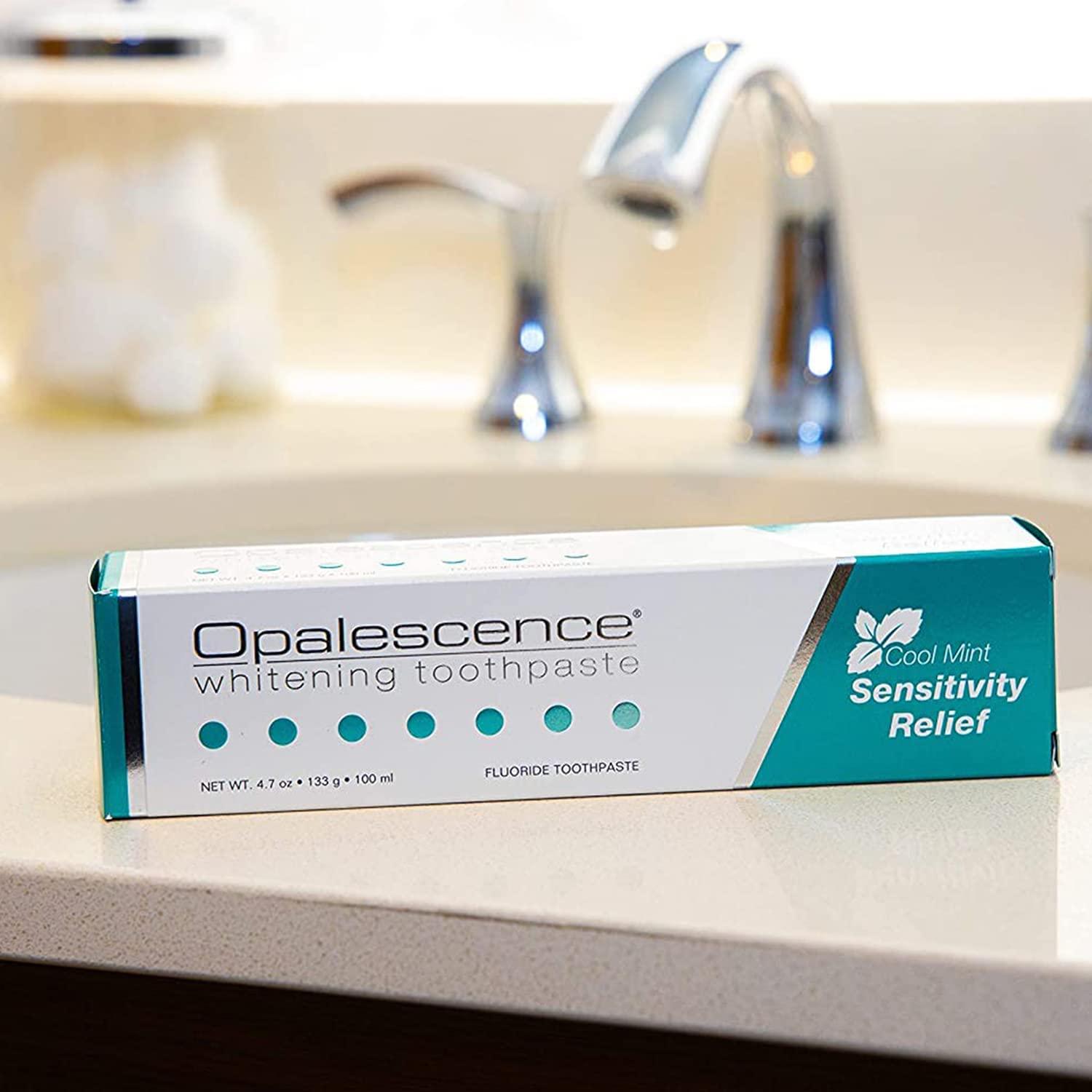 Opalescence Sensitive Relief 3 tubos de Pasta dental blanqueadora con fluoruro (3x133g) Blanqueamiento profesional sabor menta fresca Incluye un Aquapik Sonic Cepillo dental Ultrasónico de regalo - Bostontechstore