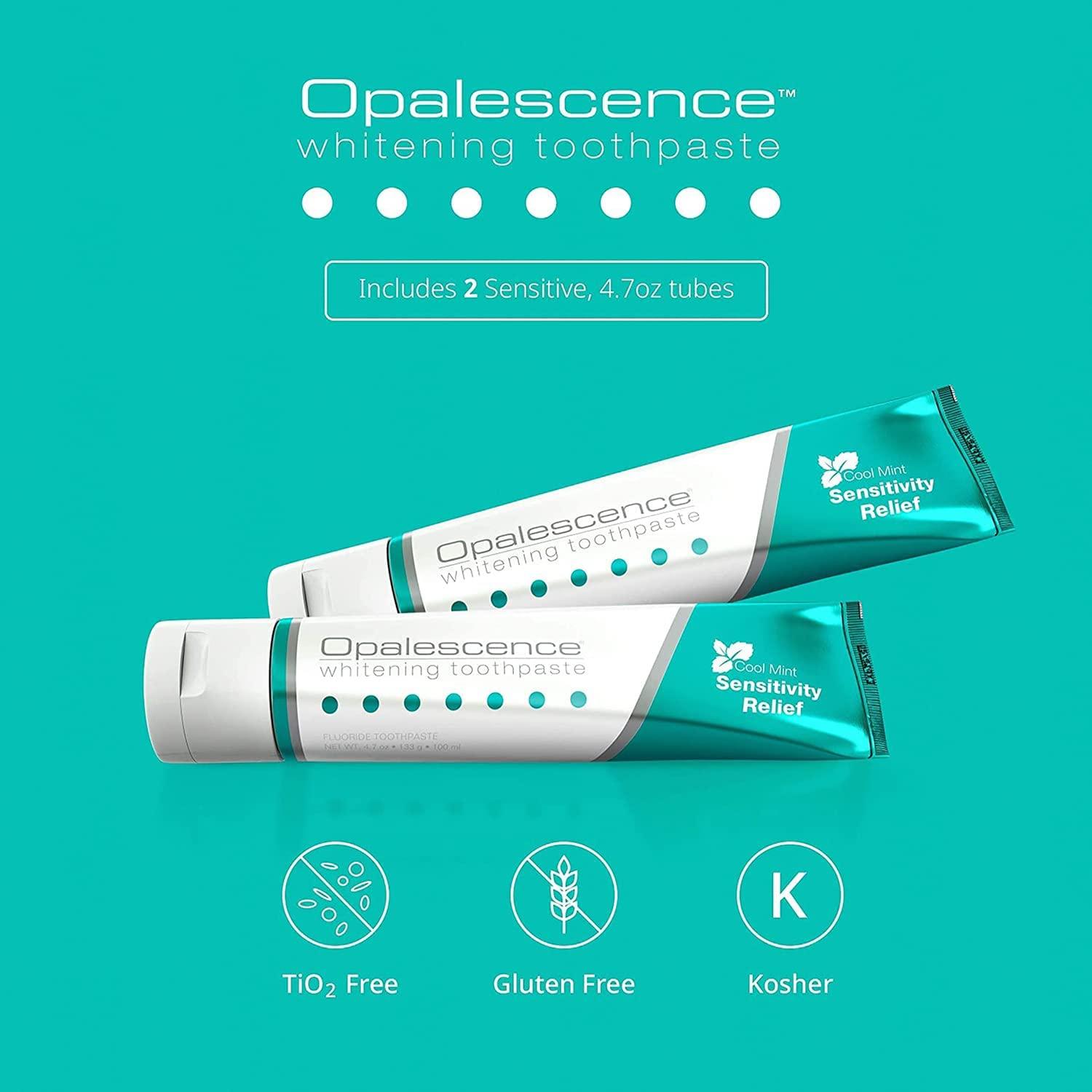 Opalescence Sensitive Relief 3 tubos de Pasta dental blanqueadora con fluoruro (3x133g) Blanqueamiento profesional sabor menta fresca Incluye un Aquapik Sonic Cepillo dental Ultrasónico de regalo - Bostontechstore